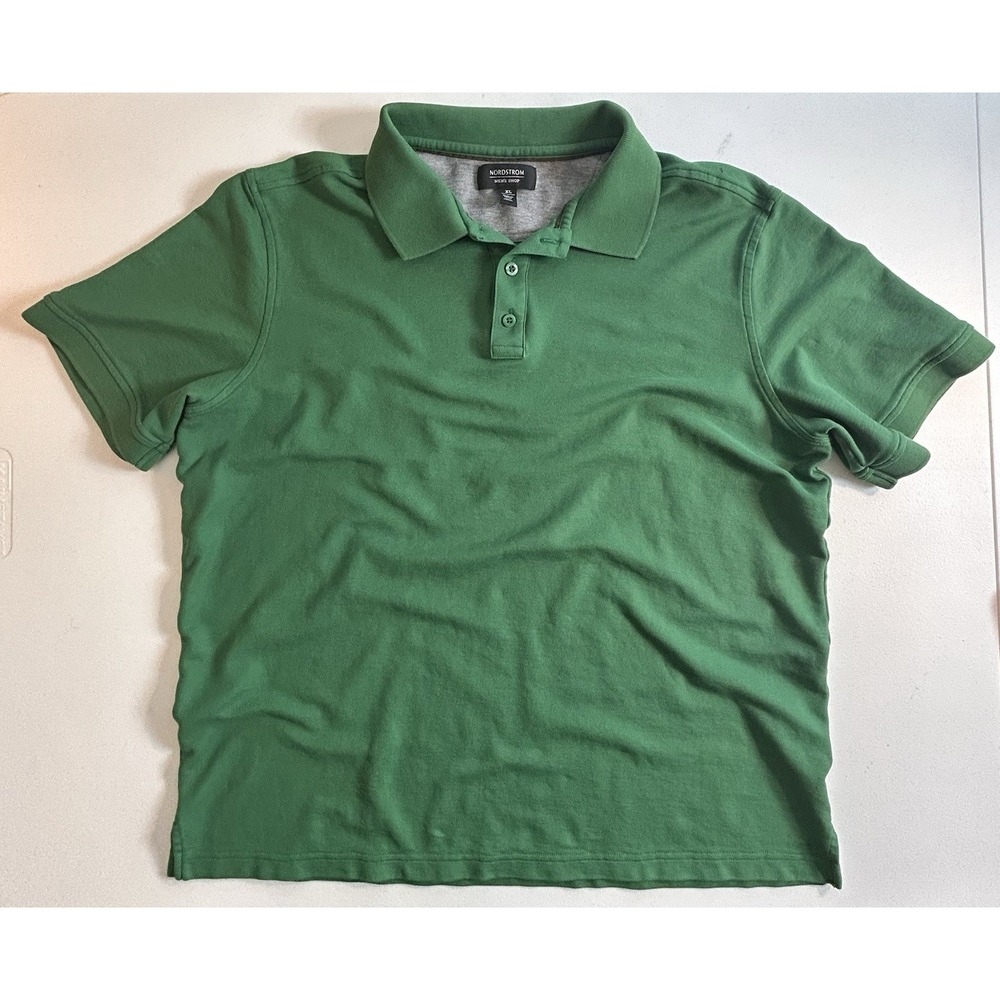 Nordstrom Men's Shop Short Sleeve Polo Men's Shirt Size XL Green 100% Cotton